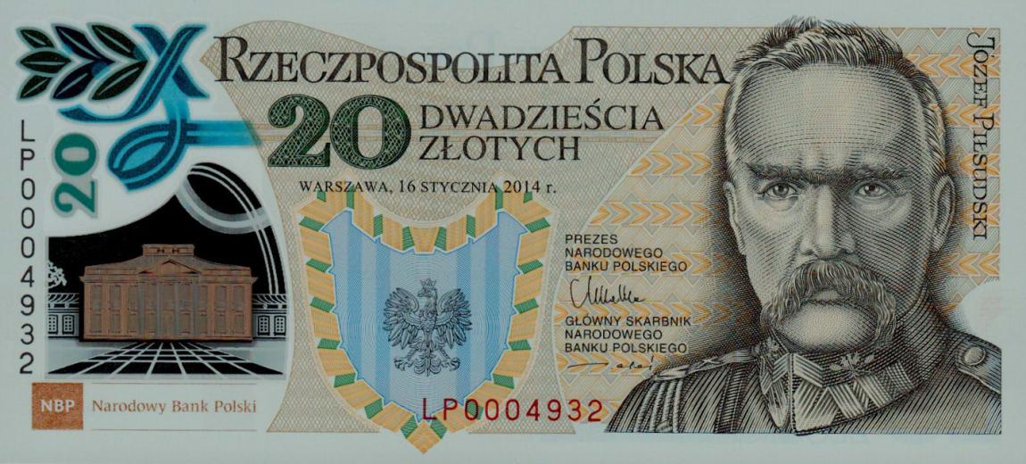 Front of Poland p187a: 20 Zlotych from 2014