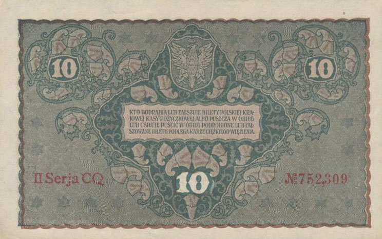 Back of Poland p25: 10 Marek from 1919