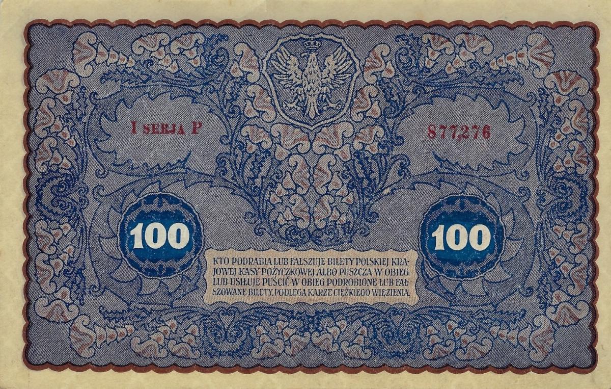 Back of Poland p27: 100 Marek from 1919