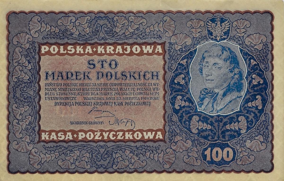 Front of Poland p27: 100 Marek from 1919