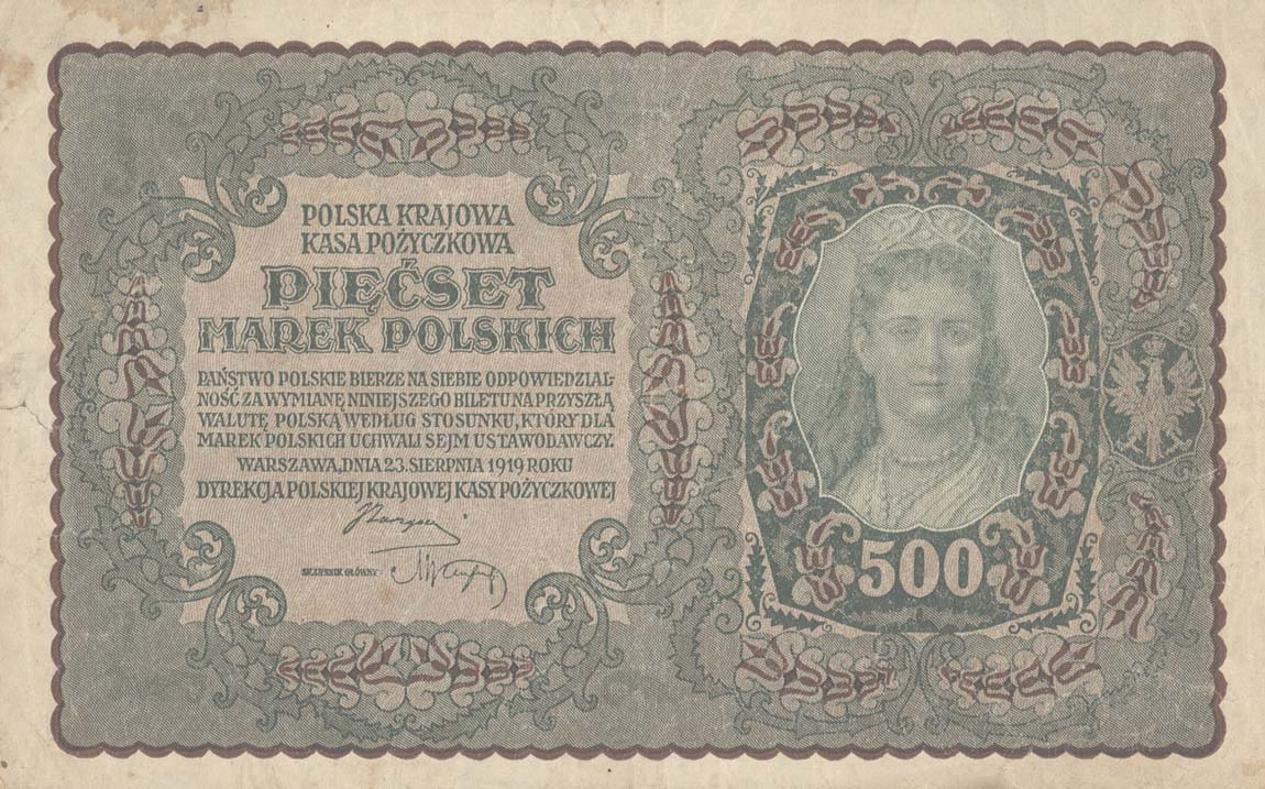 Front of Poland p28a: 500 Marek from 1919