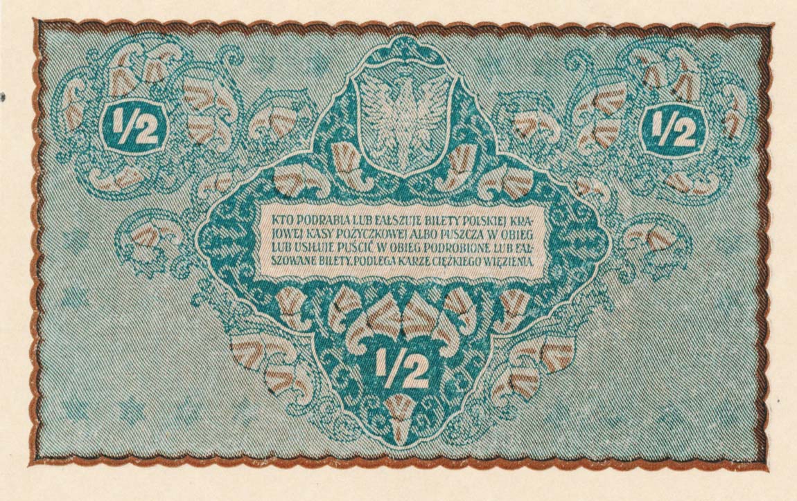 Back of Poland p30: 0.5 Marki from 1920