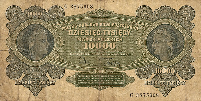 Front of Poland p32a: 10000 Marek from 1922