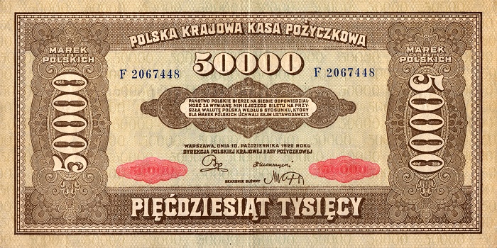 Front of Poland p33: 50000 Marek from 1922
