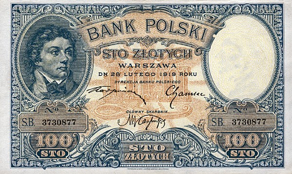Front of Poland p57a: 100 Zlotych from 1919