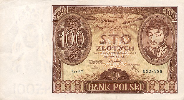 Front of Poland p75a: 100 Zlotych from 1934
