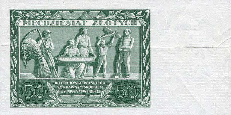 Back of Poland p78b: 50 Zlotych from 1936