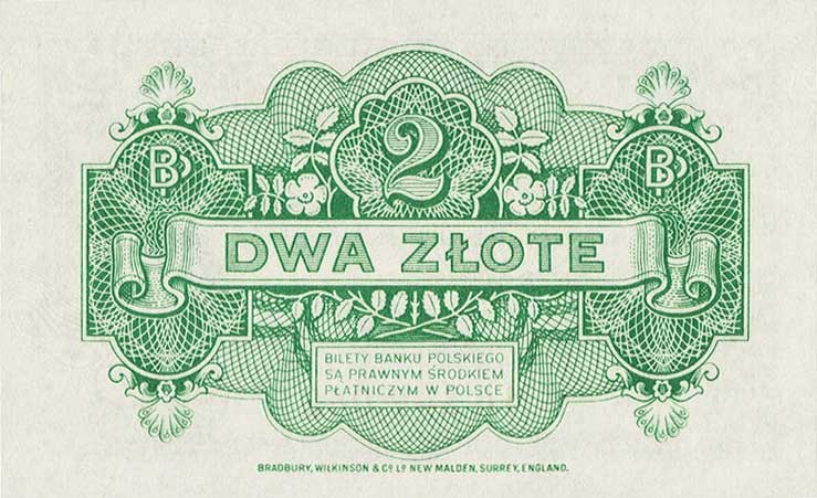 Back of Poland p80r: 2 Zlotych from 1939