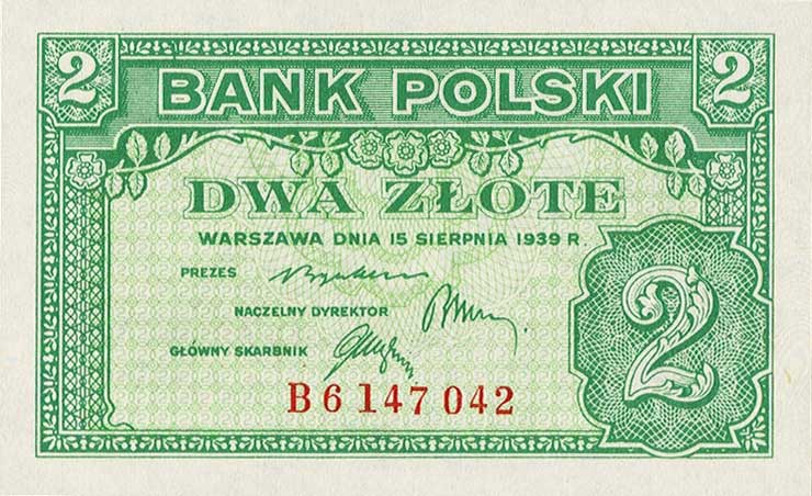 Front of Poland p80r: 2 Zlotych from 1939