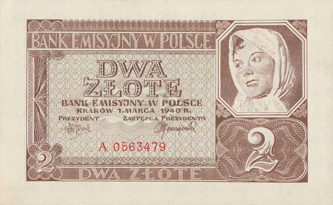 Front of Poland p92: 2 Zlotych from 1940