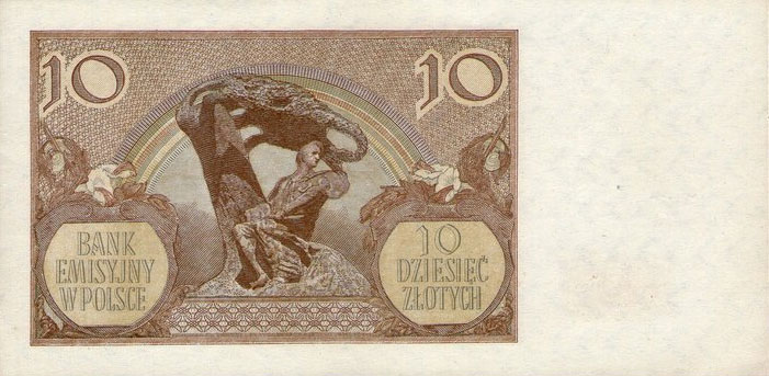 Back of Poland p94: 10 Zlotych from 1940