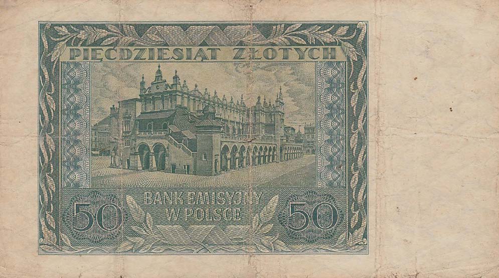 Back of Poland p96: 50 Zlotych from 1940