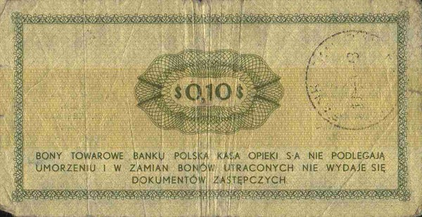 Back of Poland pFX24: 10 Cents from 1969