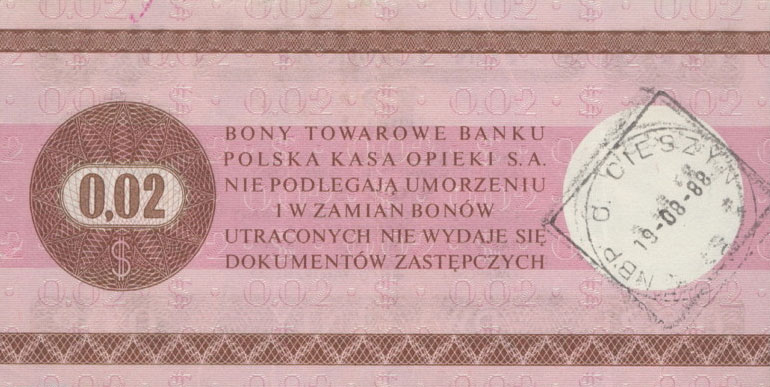 Back of Poland pFX35: 2 Cents from 1979