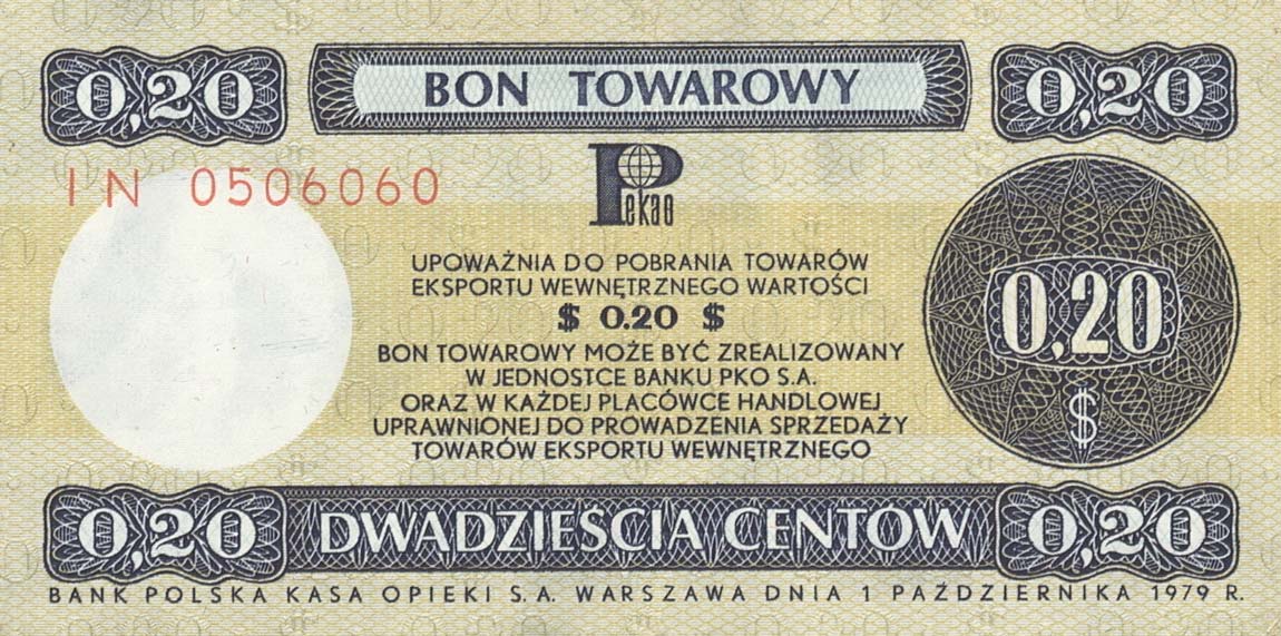 Front of Poland pFX38: 20 Cents from 1979