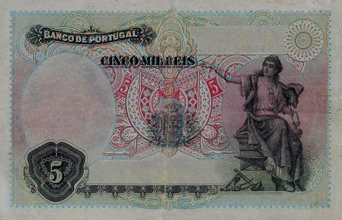 Back of Portugal p104a: 5 Mil Reis from 1906