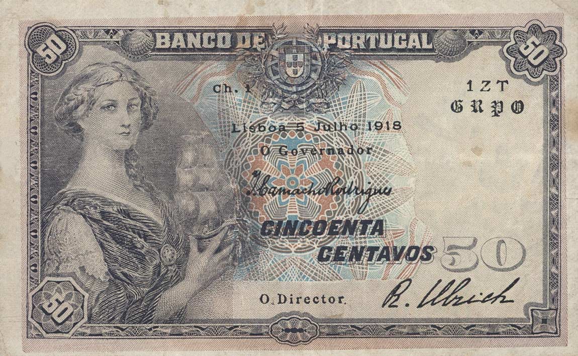 Front of Portugal p112a: 50 Centavos from 1918