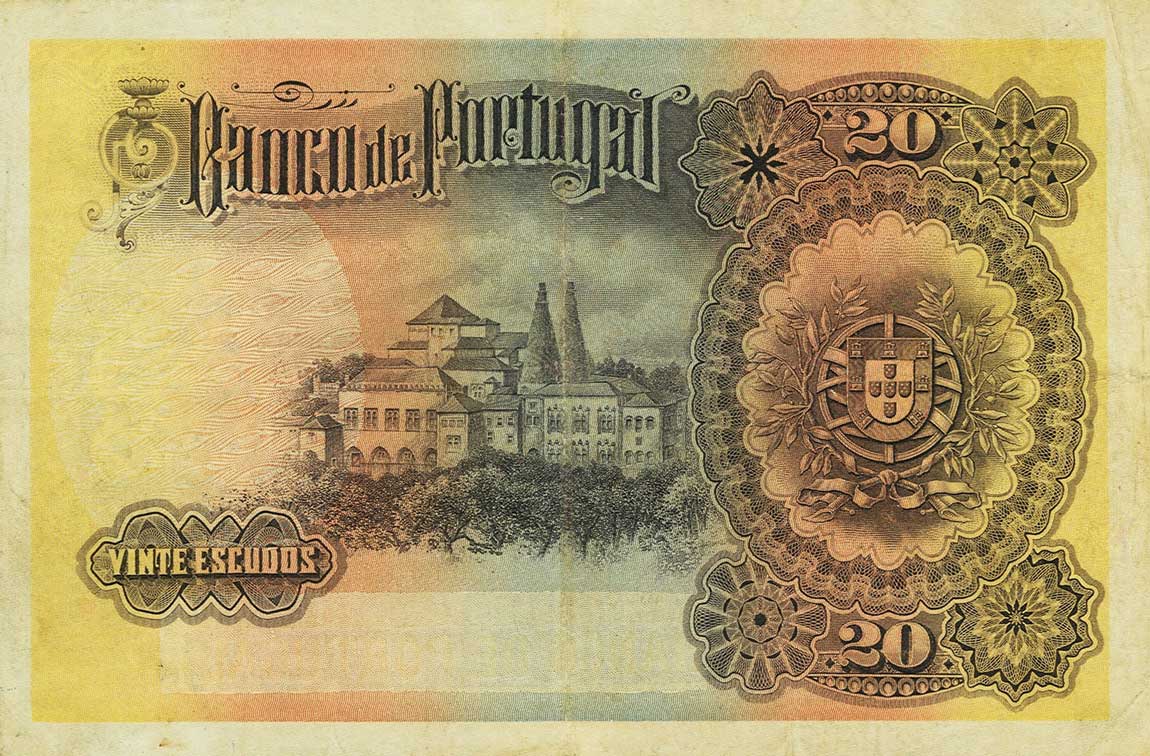 Back of Portugal p118a: 20 Escudos from 1919