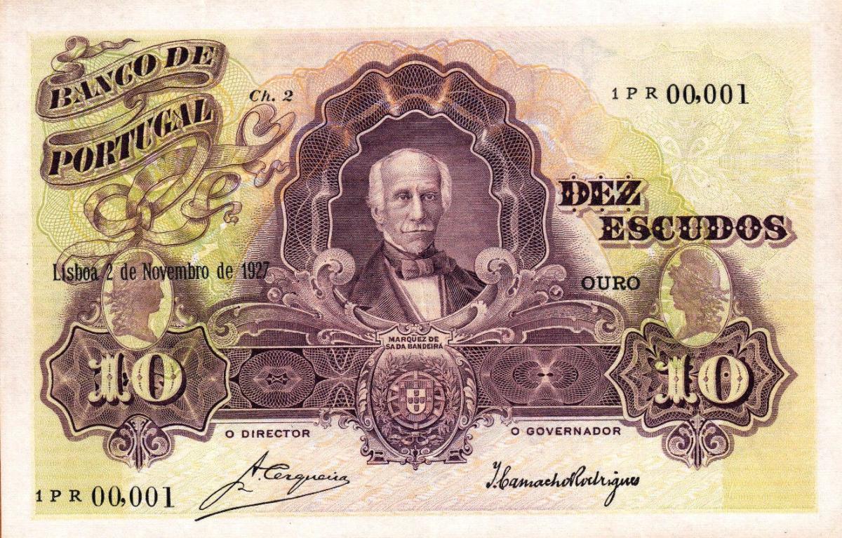 Front of Portugal p121: 10 Escudos from 1920