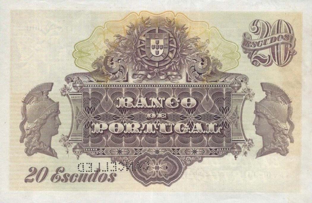 Back of Portugal p122s: 20 Escudos from 1920