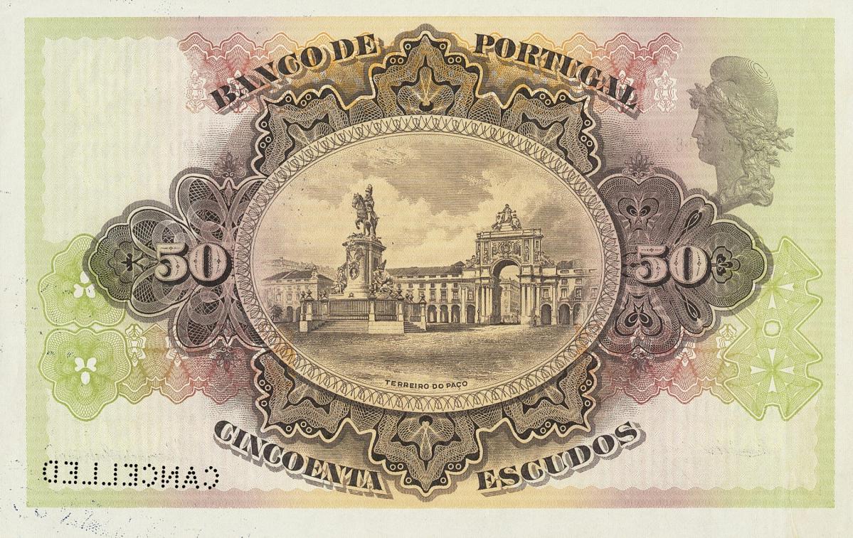 Back of Portugal p123s: 50 Escudos from 1920