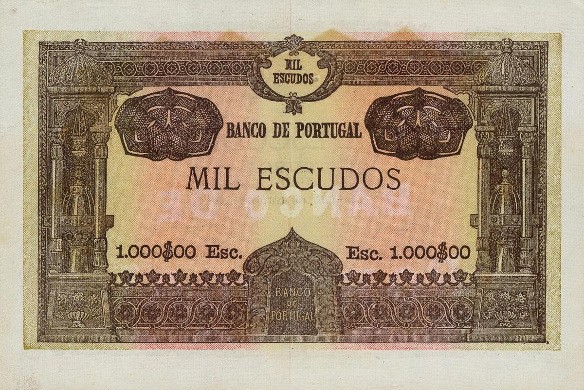 Back of Portugal p125x: 1000 Escudos from 1920