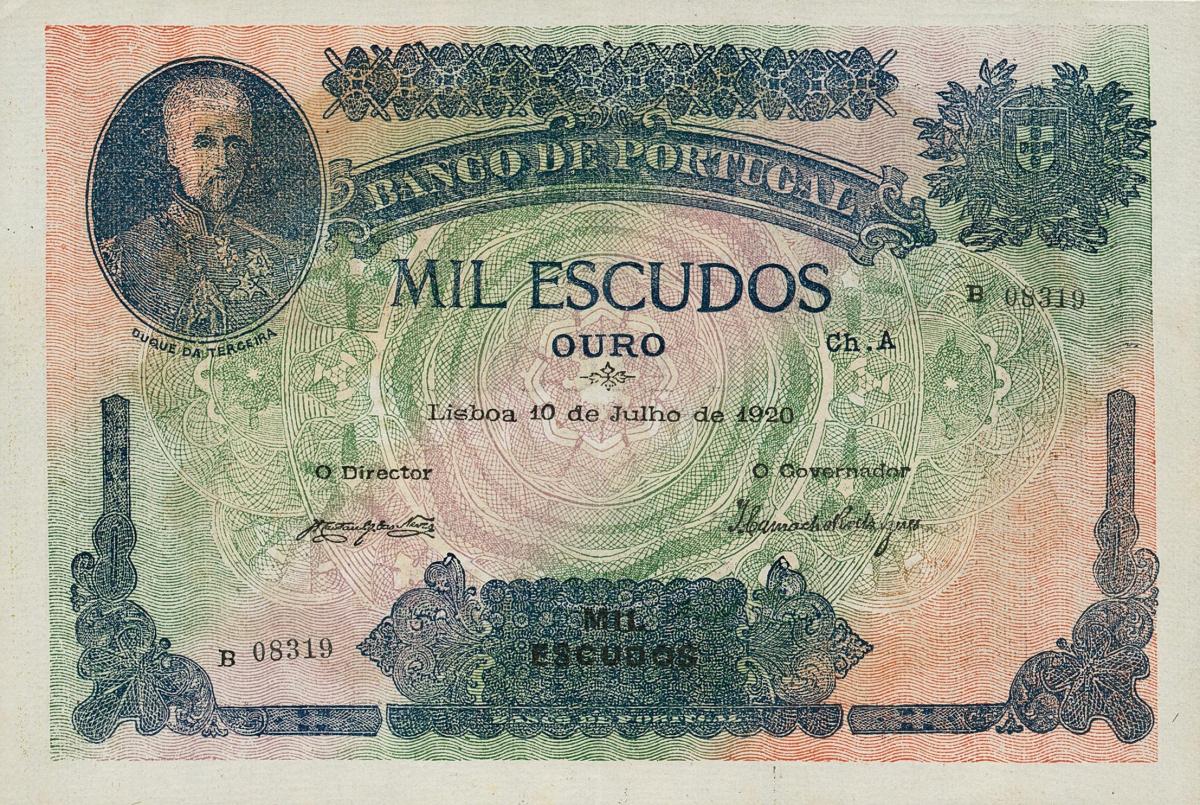 Front of Portugal p125x: 1000 Escudos from 1920