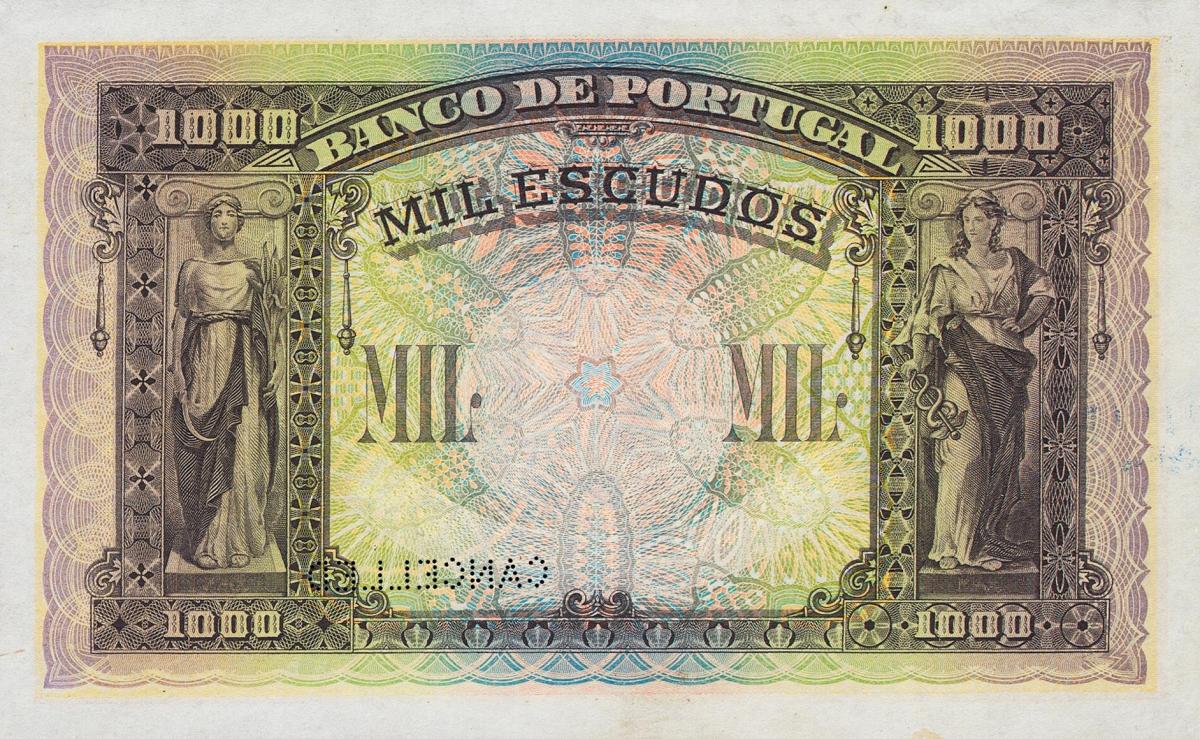 Back of Portugal p126s: 1000 Escudos from 1920