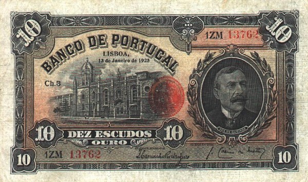 Front of Portugal p134: 10 Escudos from 1925