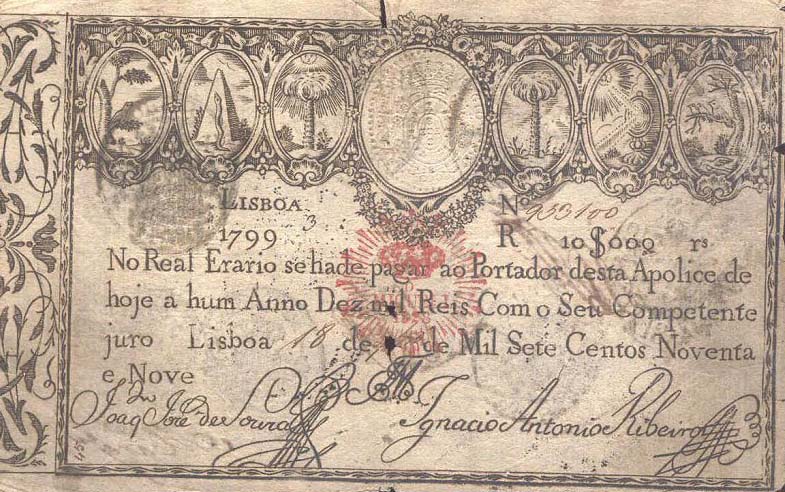 Front of Portugal p13b: 10000 Reis from 1799