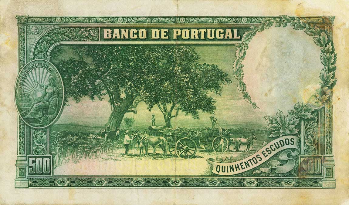 Back of Portugal p141a: 500 Escudos from 1928