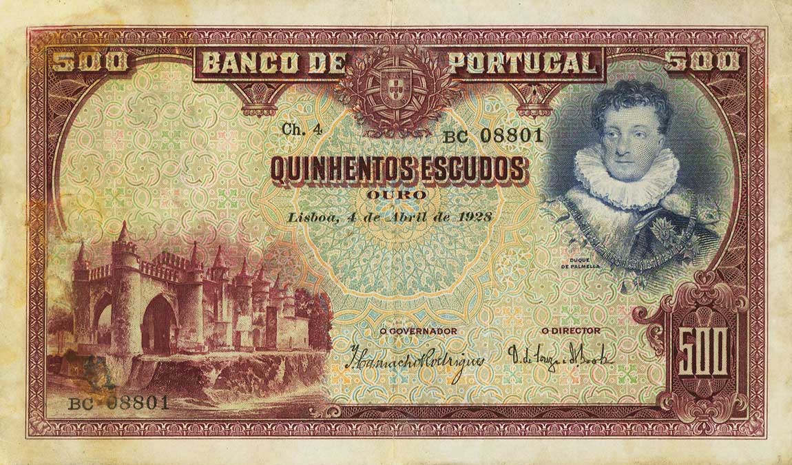 Front of Portugal p141a: 500 Escudos from 1928