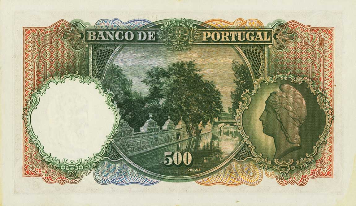 Back of Portugal p147a: 500 Escudos from 1932