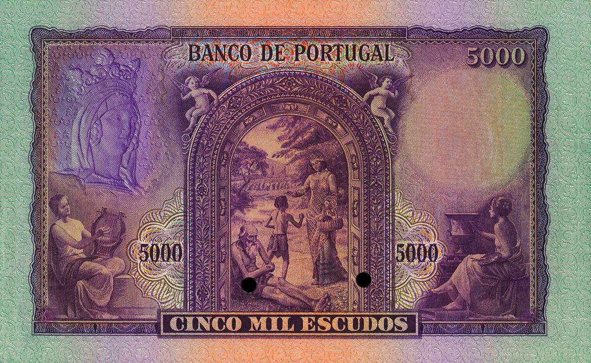 Back of Portugal p157r: 5000 Escudos from 1942