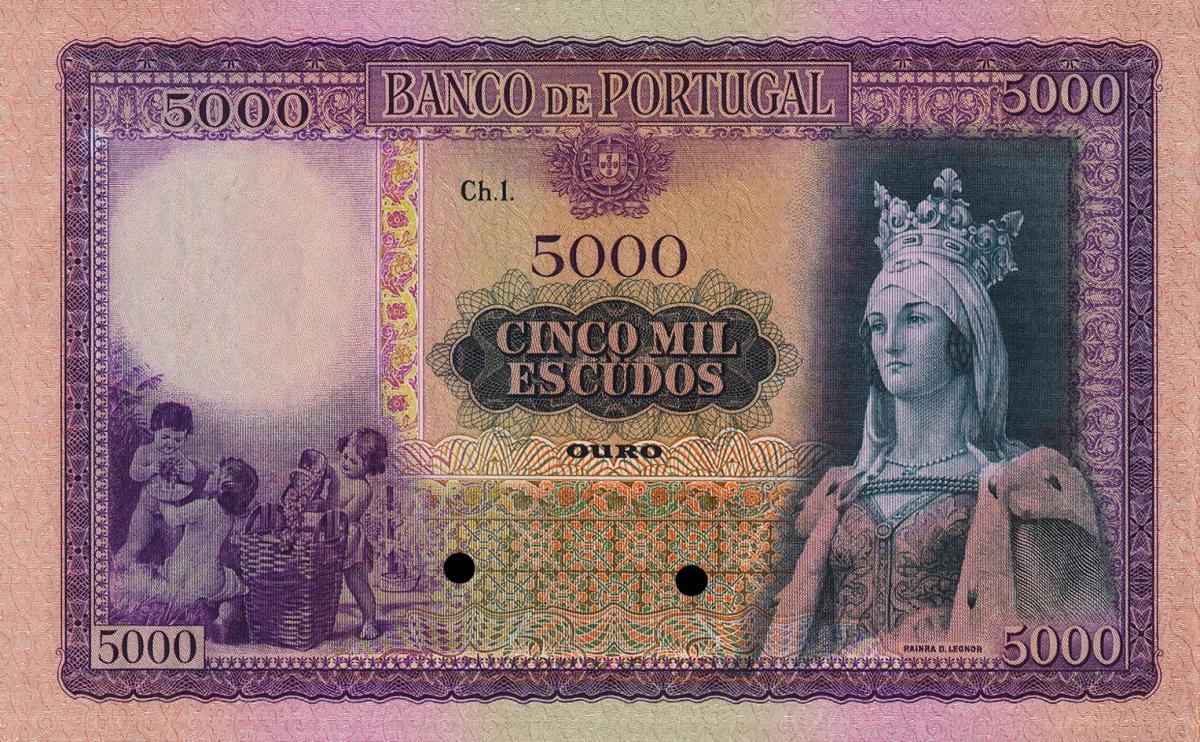 Front of Portugal p157r: 5000 Escudos from 1942
