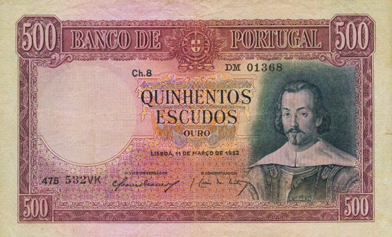 Front of Portugal p158: 500 Escudos from 1944