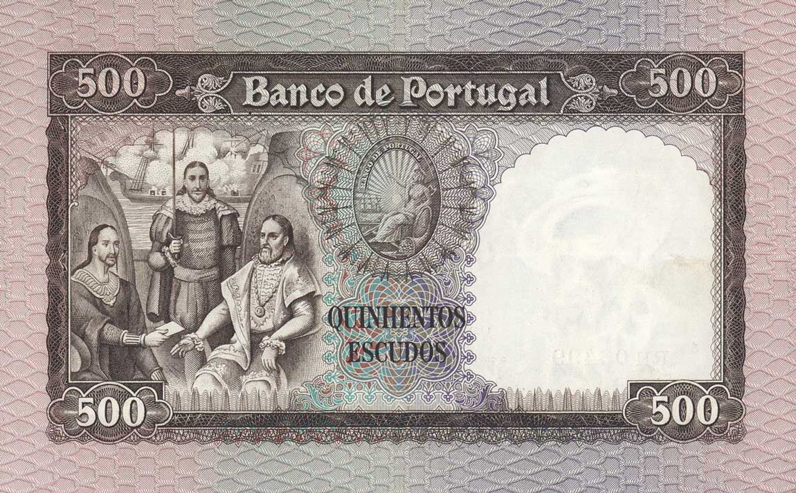 Back of Portugal p162a: 500 Escudos from 1958