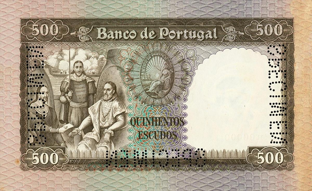 Back of Portugal p162s: 500 Escudos from 1958