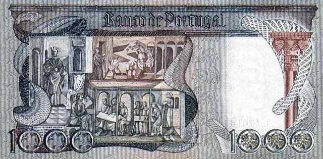 Back of Portugal p171a: 1000 Escudos from 1965