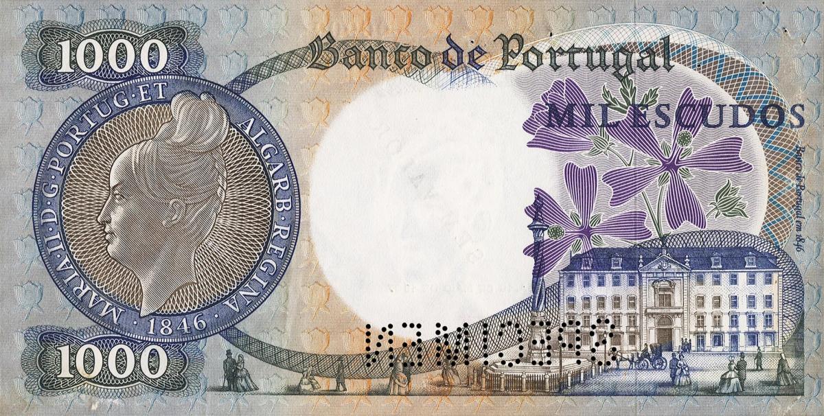 Back of Portugal p172s: 1000 Escudos from 1967