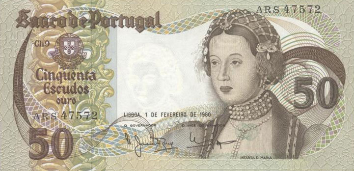 Front of Portugal p174b: 50 Escudos from 1980