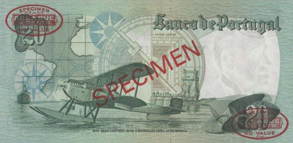 Back of Portugal p176s: 20 Escudos from 1978
