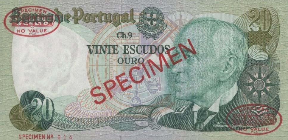Front of Portugal p176s: 20 Escudos from 1978