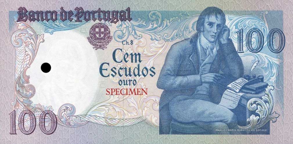 Front of Portugal p178s: 100 Escudos from 1980