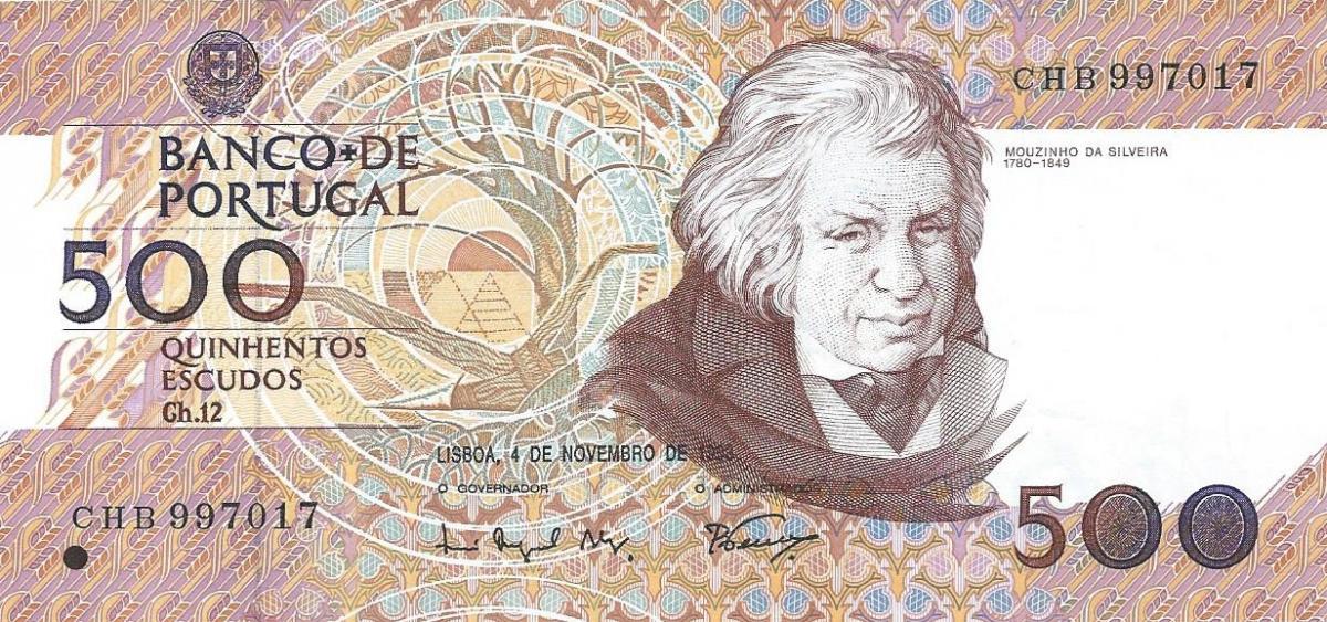 Front of Portugal p180f: 500 Escudos from 1993