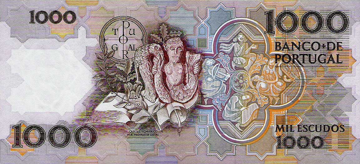 Back of Portugal p181h: 1000 Escudos from 1990