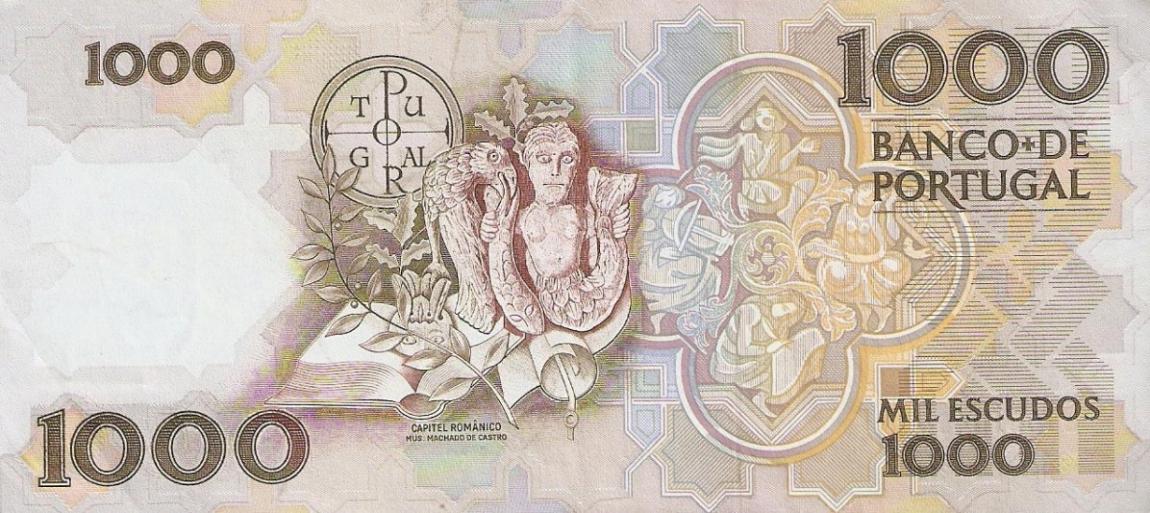 Back of Portugal p181j: 1000 Escudos from 1993