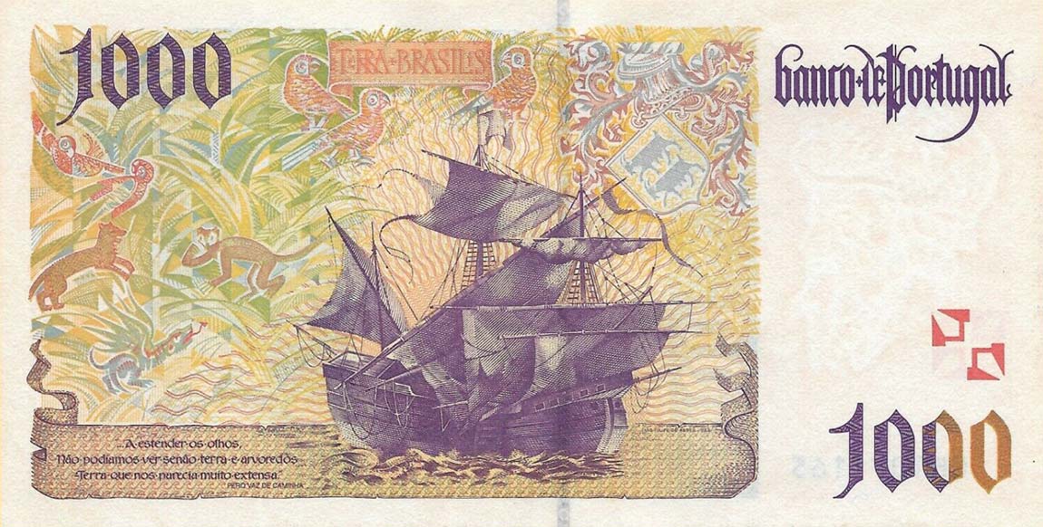 Back of Portugal p188c: 1000 Escudos from 1998