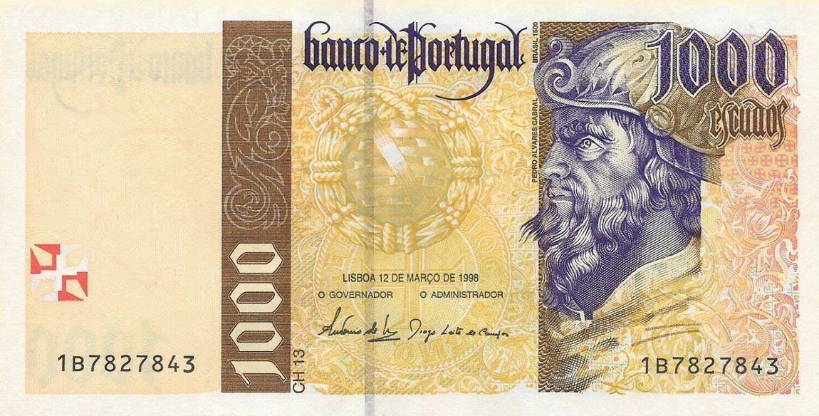 Front of Portugal p188c: 1000 Escudos from 1998