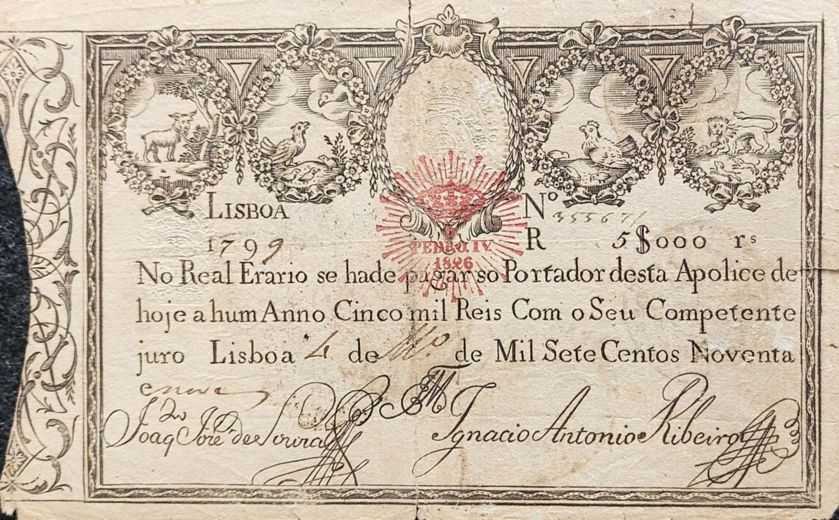 Front of Portugal p25: 5000 Reis from 1826